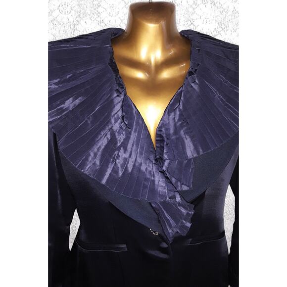 Christian Dior Vtg Satin Evening Jacket With Large Pleated Collar - Picture 3 of 11